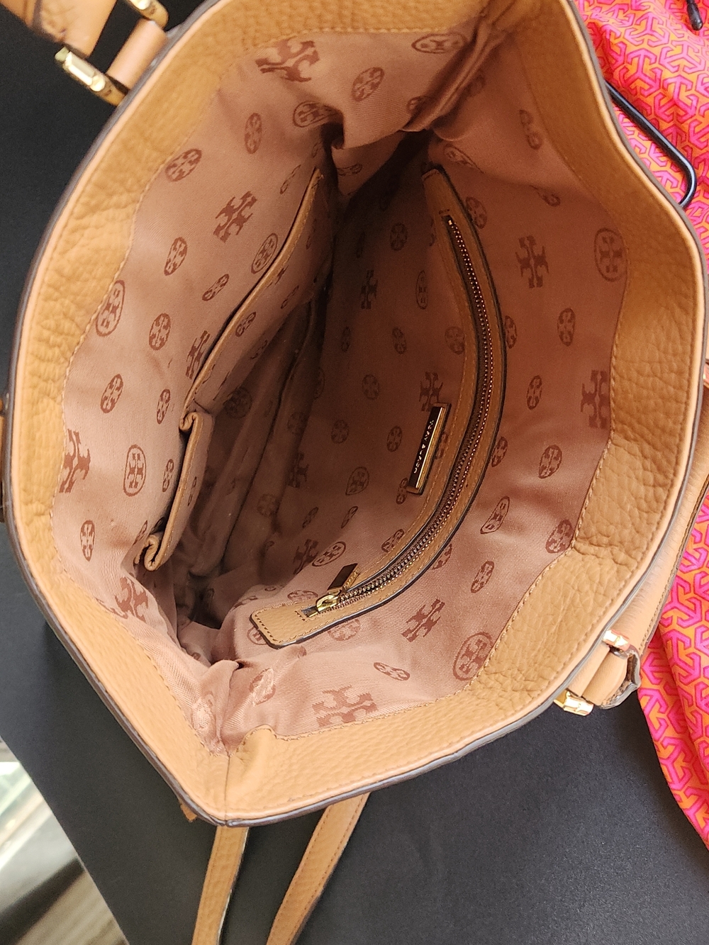 Tory Burch Womens Tan Leather Satchel with Crossbody Strap - Picture 5 of 7